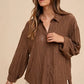 Annie Wear Openwork Button Down Drop Shoulder Shirt - Farnelli
