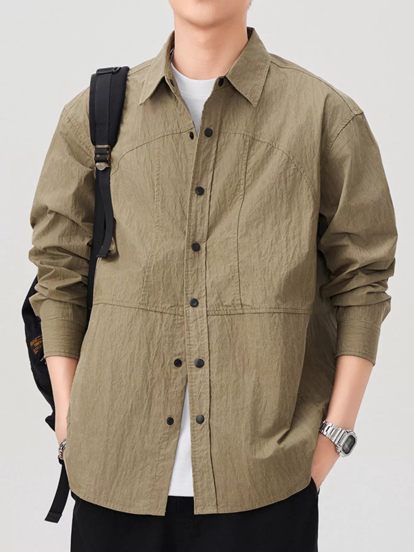 Men's Plus Size Button Up Long Sleeve Shirt - Farnelli