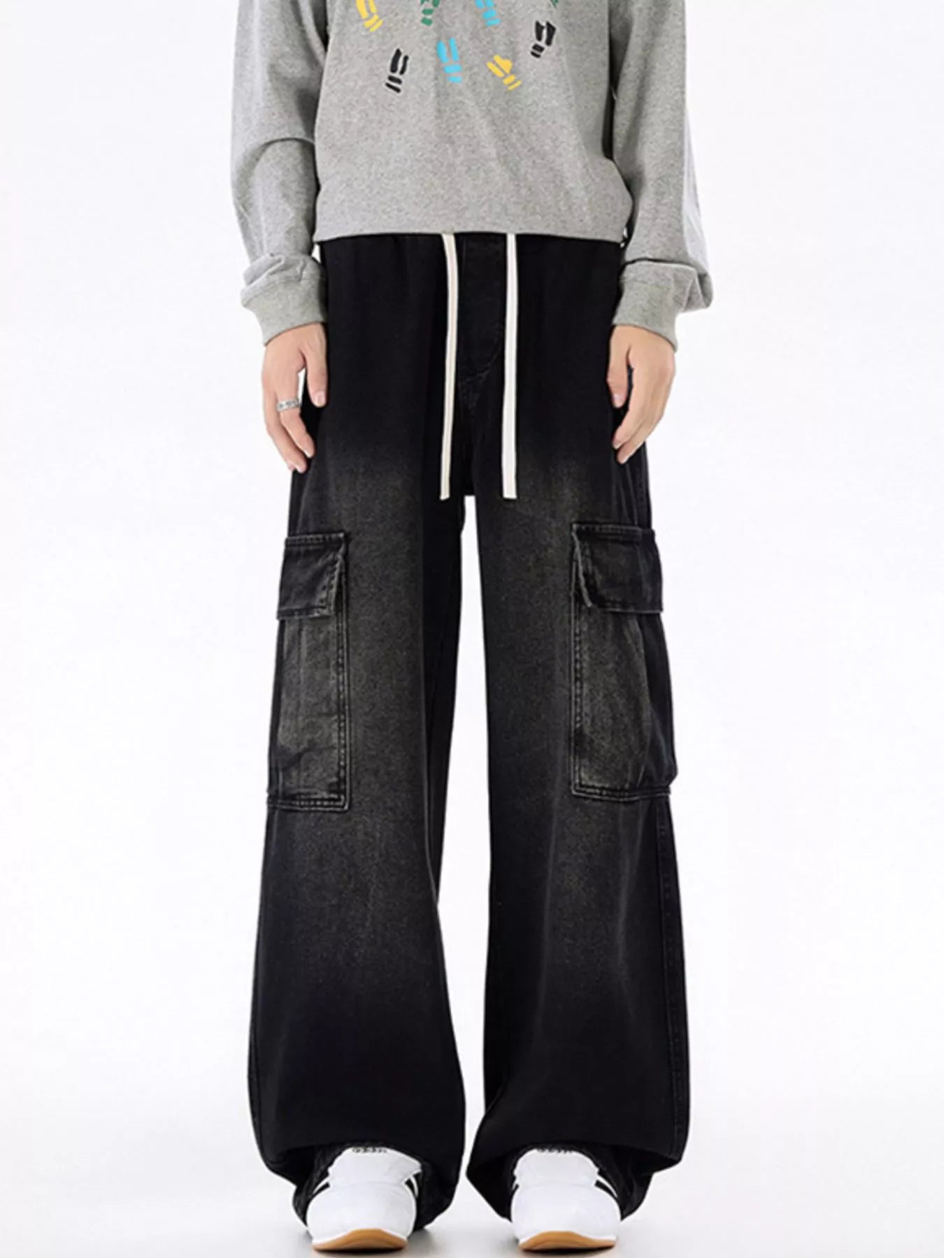 Men's Plus Size Wide-Leg Cargo Jeans - Farnelli