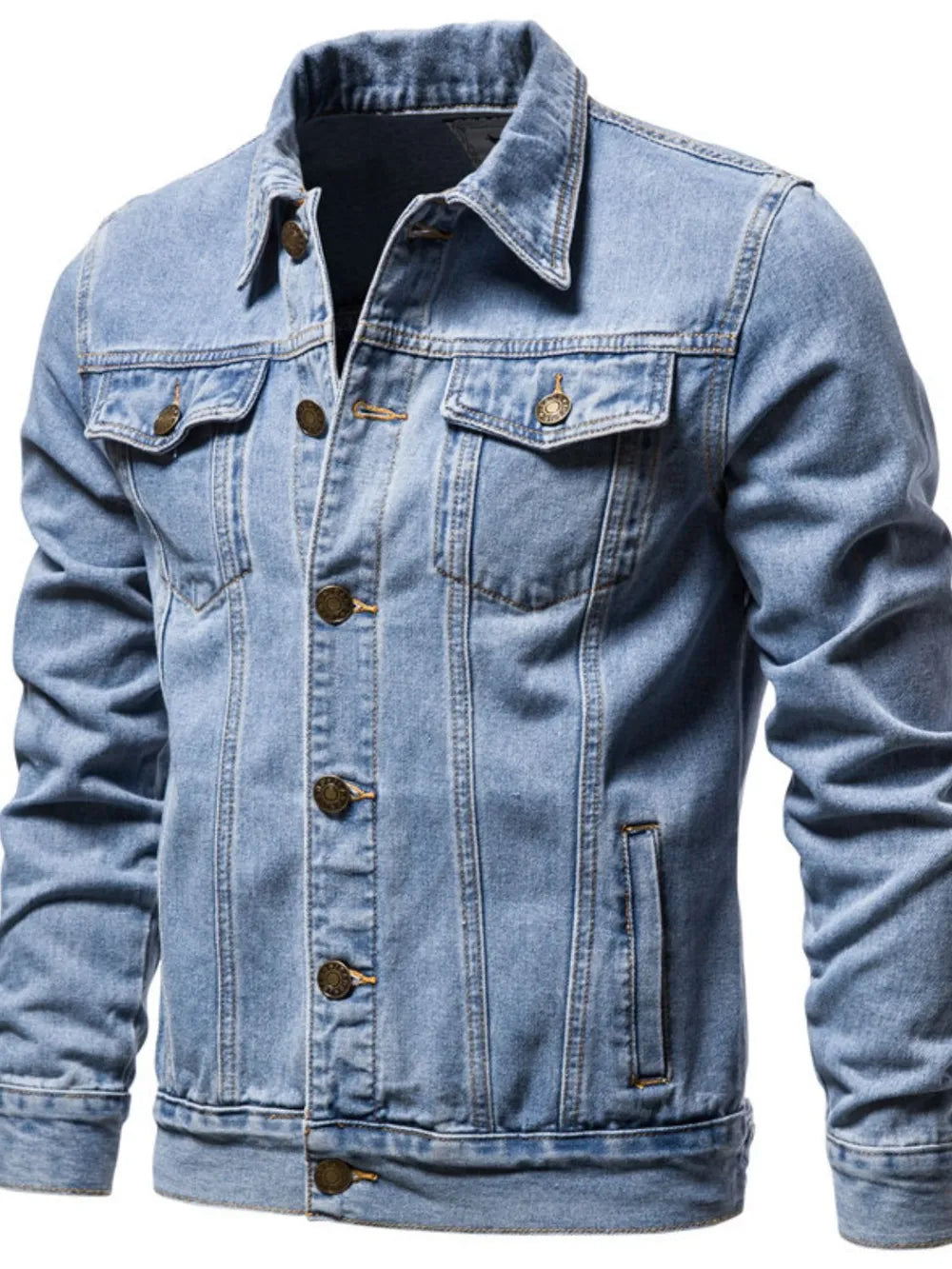 Men's Button Down Long Sleeve Denim Jacket - Farnelli
