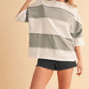 Aemi+Co Color Block Round Neck Short Sleeve T-Shirt - WHITE HEATHER GRAY