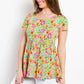 Be Stage Floral Short Sleeve Babydoll Top - Farnelli