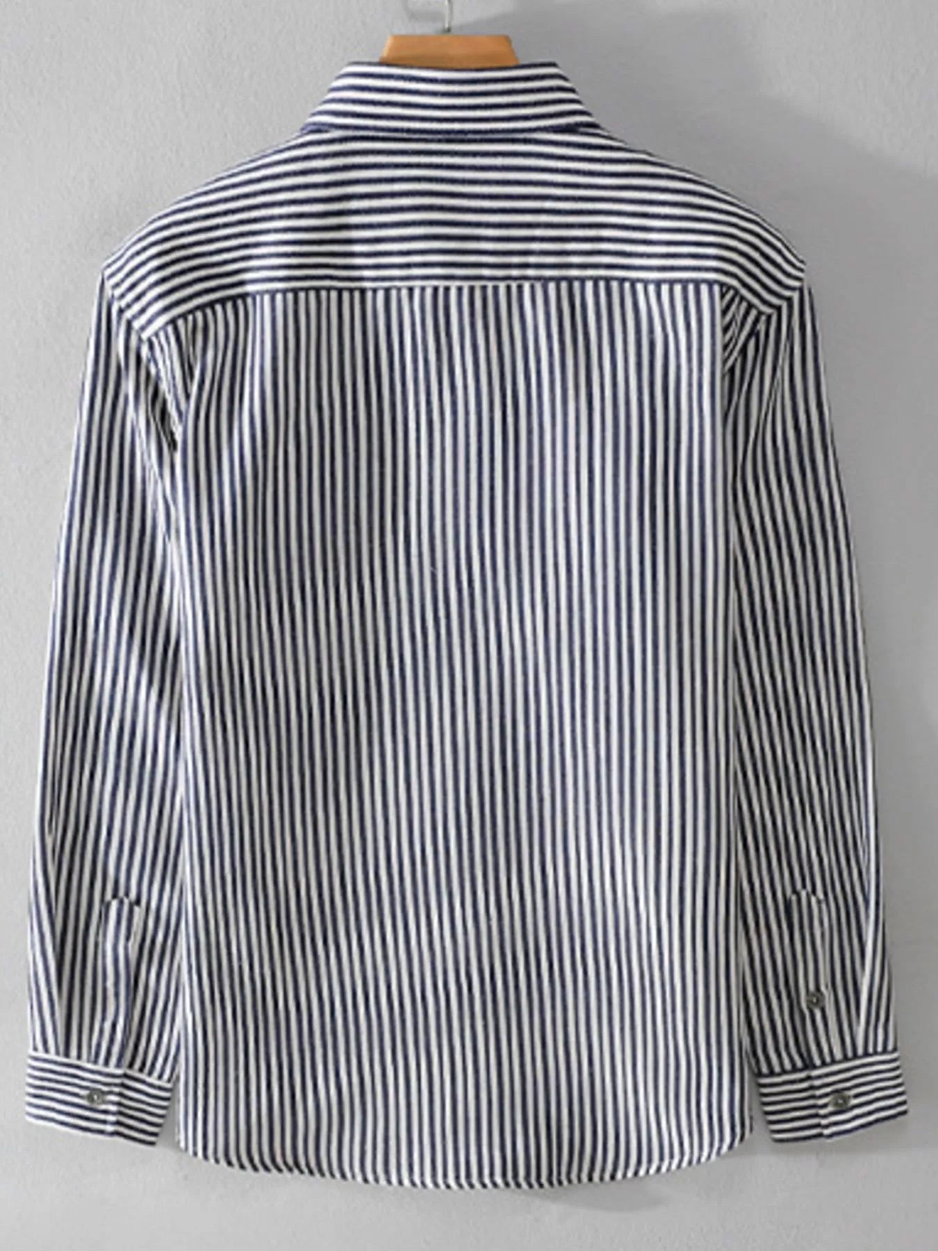 Men's Plus Size Striped Button Up Long Sleeve Shirt - Farnelli