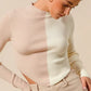 SO ME Color Block Fitted Crop Sweater Top - Farnelli