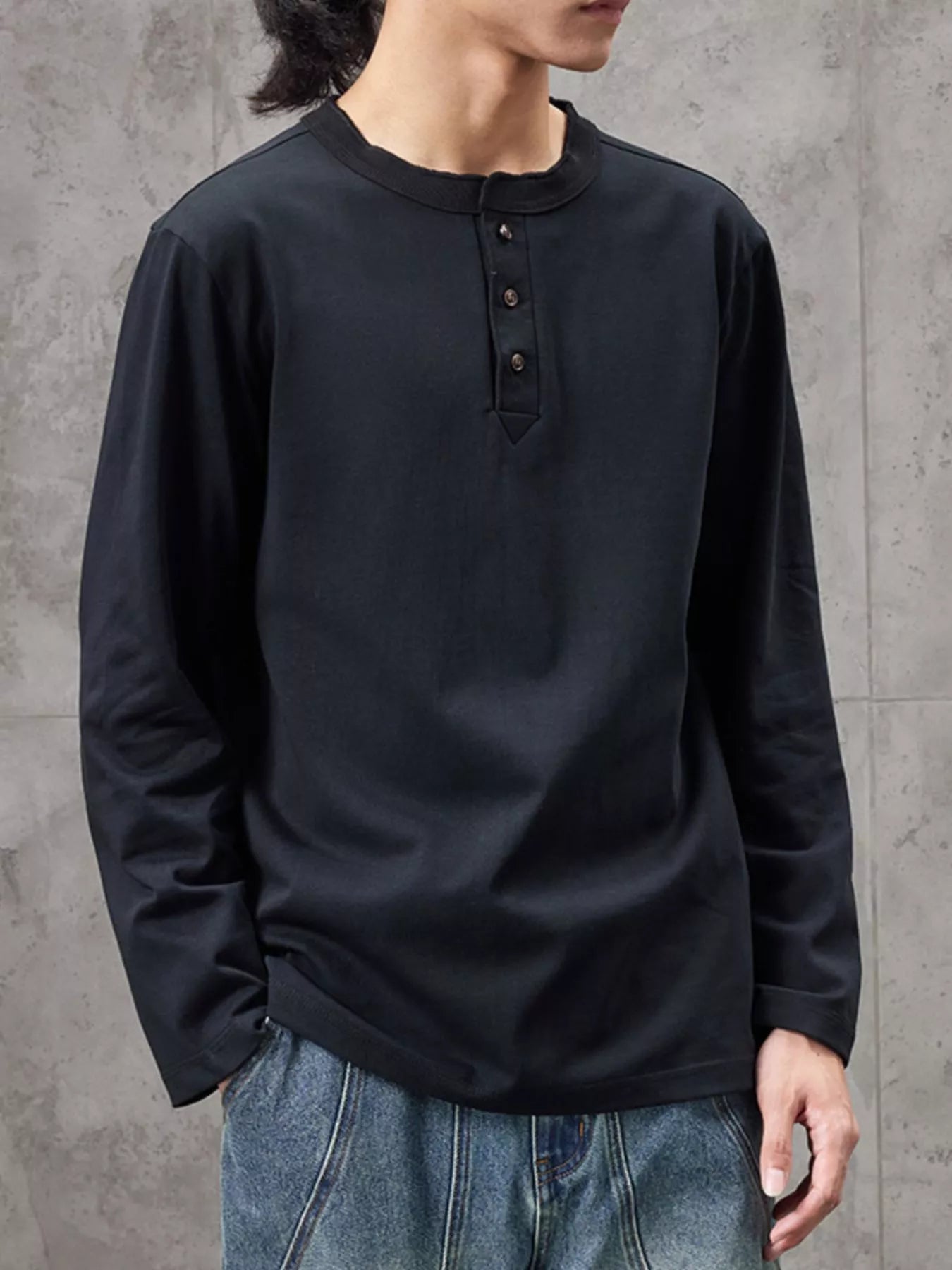 Men's Plus Size Casual Henley Long Sleeve T-Shirt - Farnelli