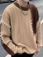 Men's Color Block Round Neck Sweater - Farnelli