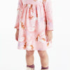 Children's Swan & Unicorn Print Long Sleeve Dress - Pale Blush