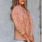 Sadie Floral Bow Pin-tuck Bust Half Puff Sleeve Blouse - Farnelli