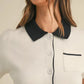 MABLE Button Down Contrast Collared Knit Cardigan - Farnelli