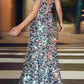 Cinderella Divine B1141 Floor Length Sexy V-Neck Paillette Fitted Gown Side Slit