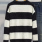 Men's Plus Size Striped Fuzzy Knit Pullover Sweater - Farnelli