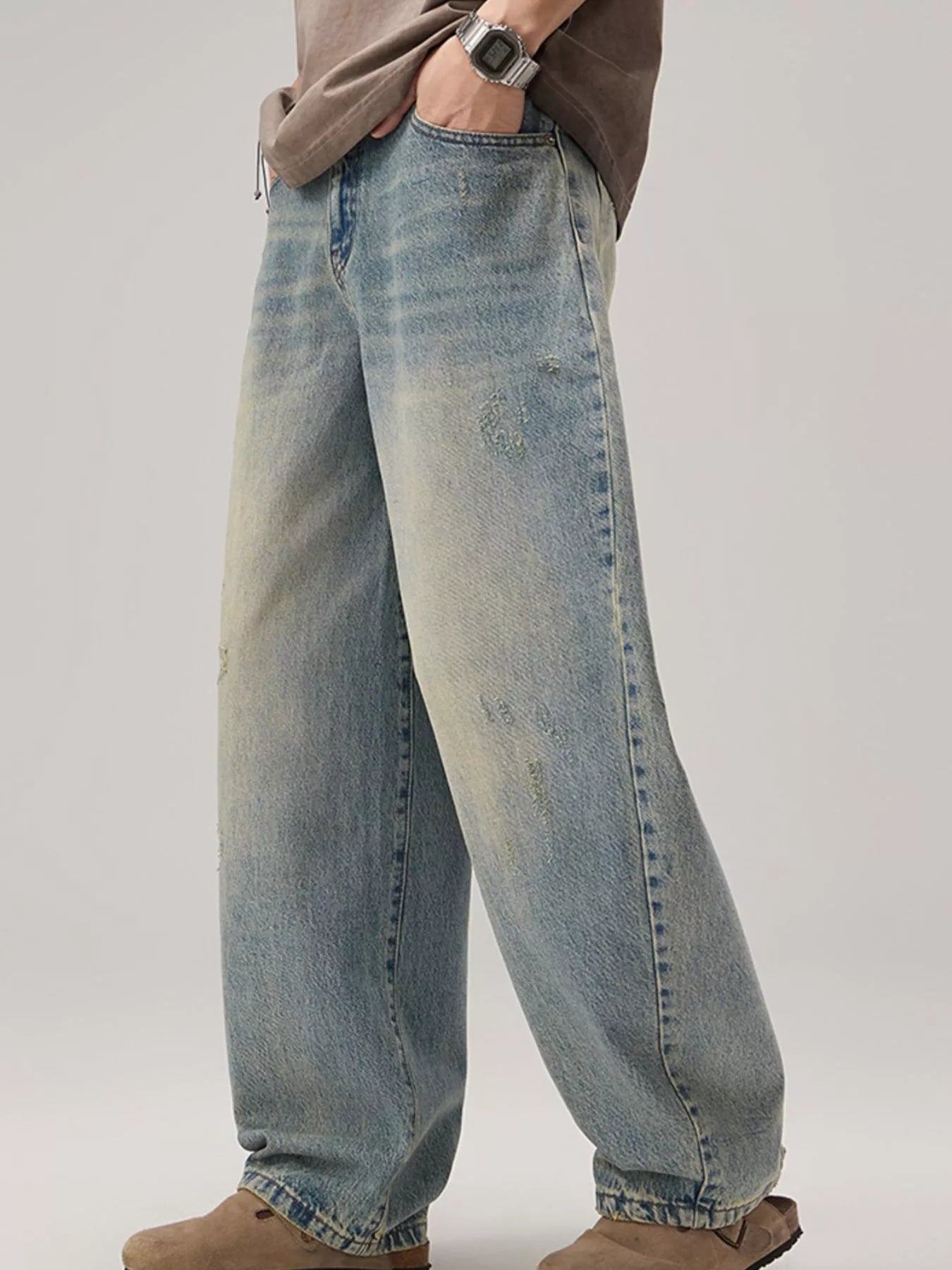 Men's Wash Wide Leg Jeans - Farnelli
