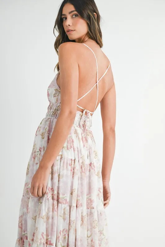 MABLE Floral Print Tiered Cami Maxi Dress - Farnelli