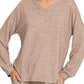 Zenana Soft Melange Long Sleeve Tee & Pants Set - Farnelli