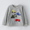 Children's Cartoon Vehicle Graphic Crew Neck Sweatshirt - Gray