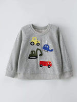Children's Cartoon Vehicle Graphic Crew Neck Sweatshirt - Farnelli