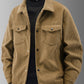 Men's Plus Size Corduroy Button-Up Jacket with Chest Pockets - Farnelli