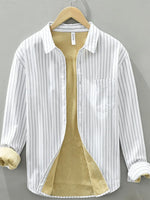 Men's Plus Size Striped Button Up Long Sleeve Shirt - Farnelli