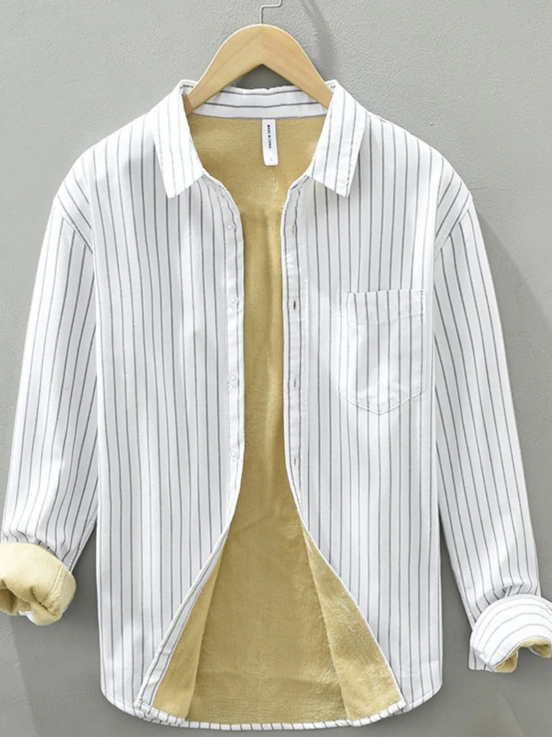 Men's Plus Size Striped Button Up Long Sleeve Shirt - Farnelli