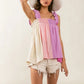 BiBi Frill Shoulder Strap Color Block Bodice Top - Farnelli