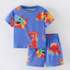 Children's Ocean Animal Print Tee and Shorts Set - Royal Blue