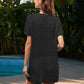 Openwork Round Neck Short Sleeve Cover-UP - Farnelli