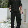 Men's Plus Size Half Sleeve Top and Pants Set - Black