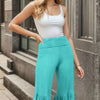 Heimish Full Size Ruffled High Waist Wide Leg Pants Plus Size - Mint