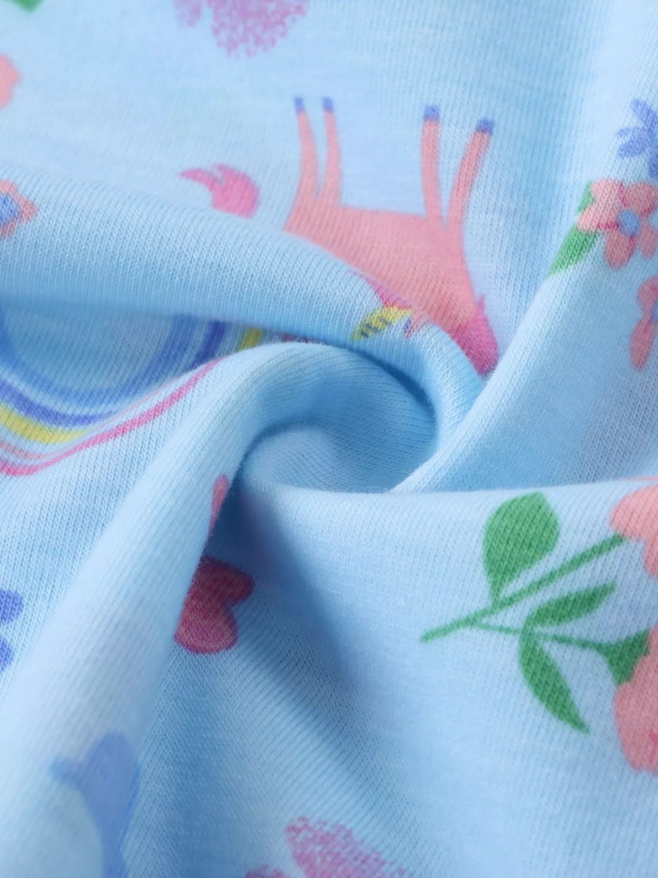 Children's Unicorn Rainbow Print Ruffle Trim Long Sleeve Dress - Farnelli