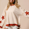 BiBi French Terry Top With Patch Detail Sweatshirt - OATMEAL