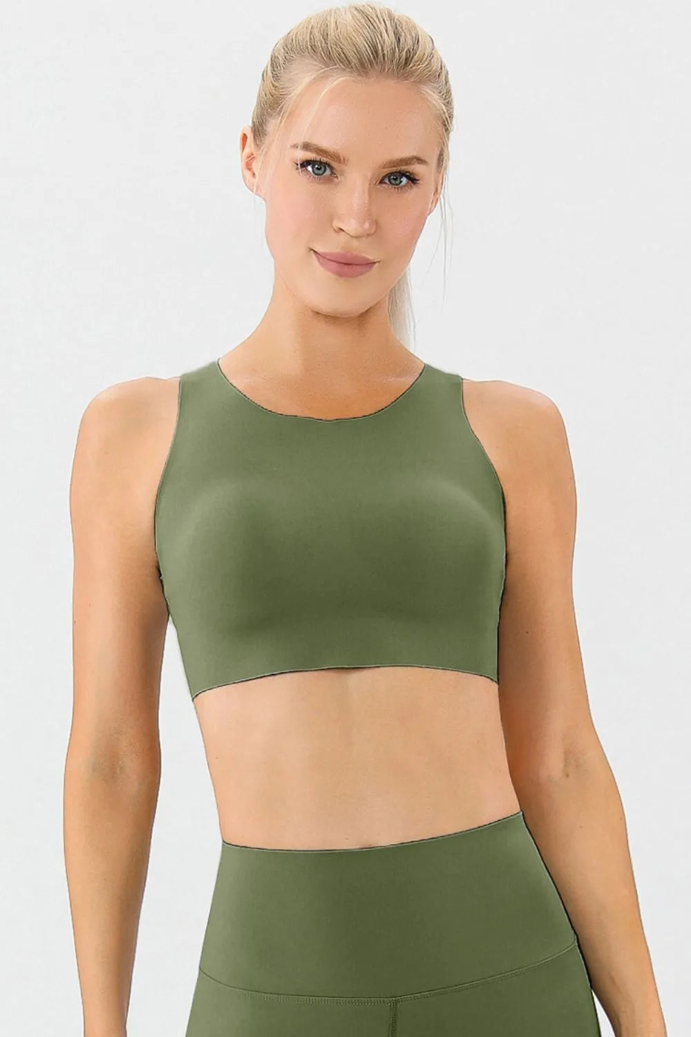 Round Neck Wide Strap Active Bra - Farnelli