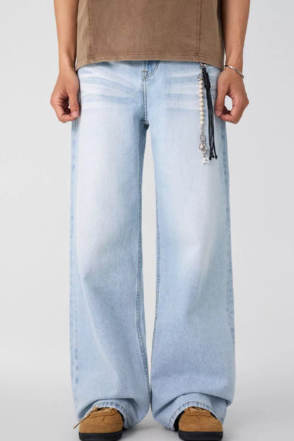 Men's Wide Leg Wash Jeans - Farnelli