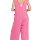 Zenana French Terry Deep V Neck Jumpsuits - Farnelli