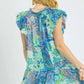 Umgee Printed Ruffle Cap Sleeve Mini Dress - Farnelli
