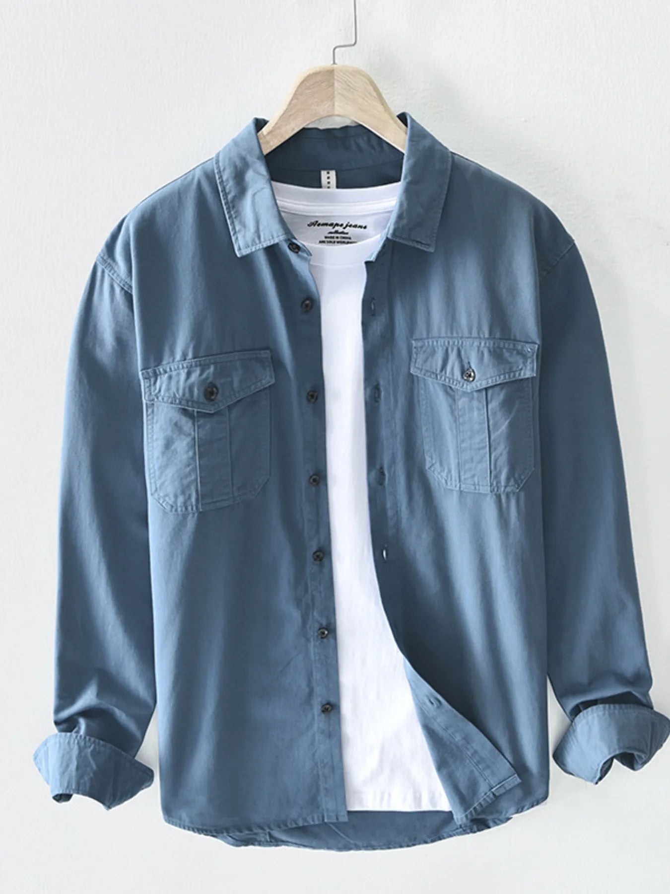 Men's Plus Size Button-Up Shirt with Chest Pockets - Farnelli