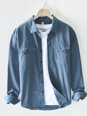 Men's Plus Size Button-Up Shirt with Chest Pockets - Farnelli