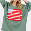 SAGE + FIG Full Size American Flag Patch Drop Shoulder T-Shirt - Teal
