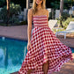 BiBi Smocked Body Off Shoulder Check Dress - Farnelli