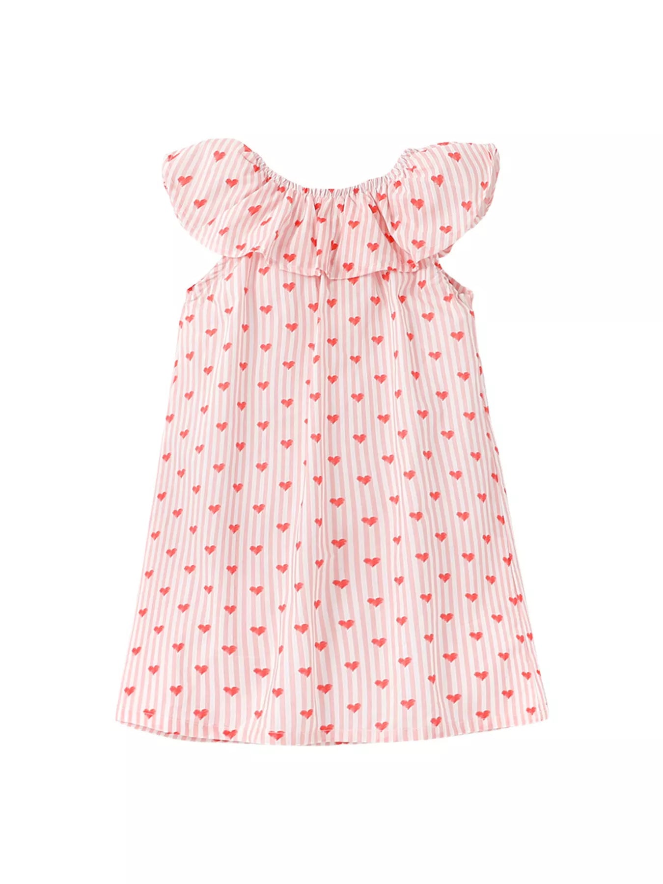 Children's Heart Print Ruffle Trim Dress - Farnelli