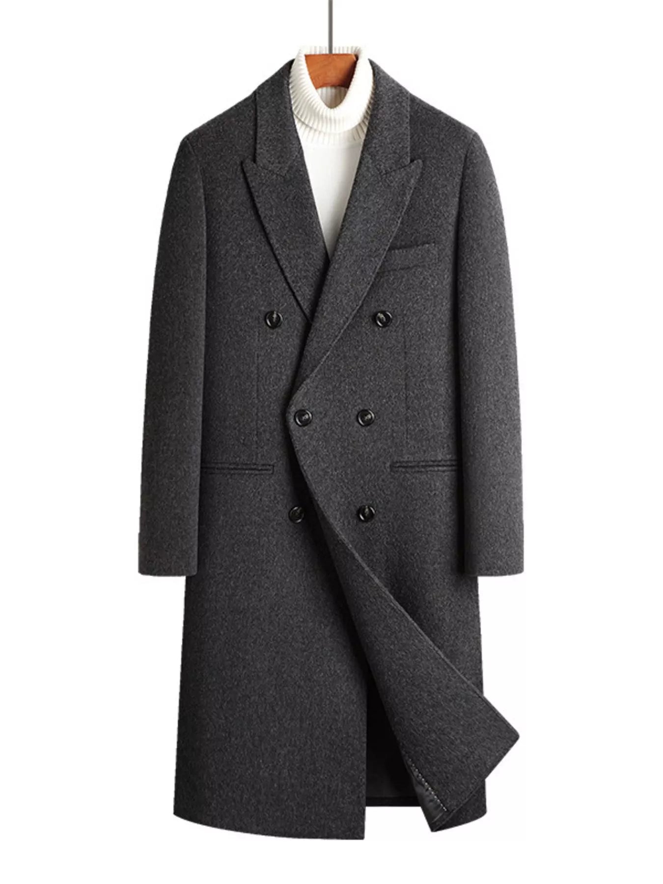 Men's Wool Blend Double-Breasted Overcoat - Farnelli