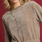 Umgee Velour Drawstring Mini Dress with Long Sleeves - Farnelli