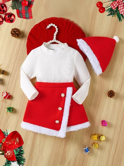 Children's Christmas Outfit Set with Santa Hat - Farnelli