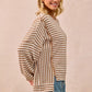 BiBi Open Seam Detail Textured Stripe Knit Top - Farnelli