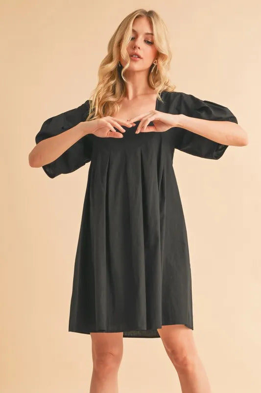 Aemi + Co Square Neck Babydoll Dress with Pockets - Farnelli
