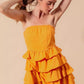 SO ME Strapless Ruffle Layered Game Day Cheer Up Dress - Farnelli