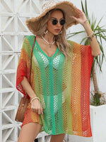 Openwork Contrast V-Neck Cover-Up - Farnelli