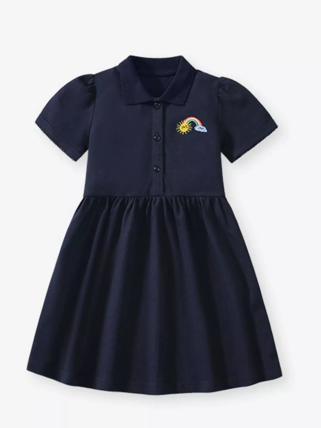 Children's Embroidered Rainbow Polo Dress - Farnelli