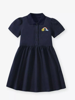 Children's Embroidered Rainbow Polo Dress - Farnelli