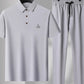 Men's Plus Size Button Detail Short Sleeve Polo and Pants Set - Farnelli