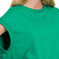 Zenana French Terry Round Neck Cap Sleeve T-Shirt - Farnelli